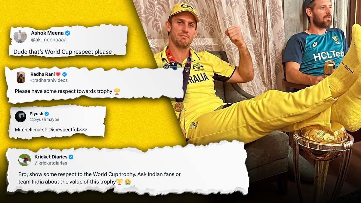 Mitchell Marsh Gets Trolled for Keeping Feet on WC Trophy