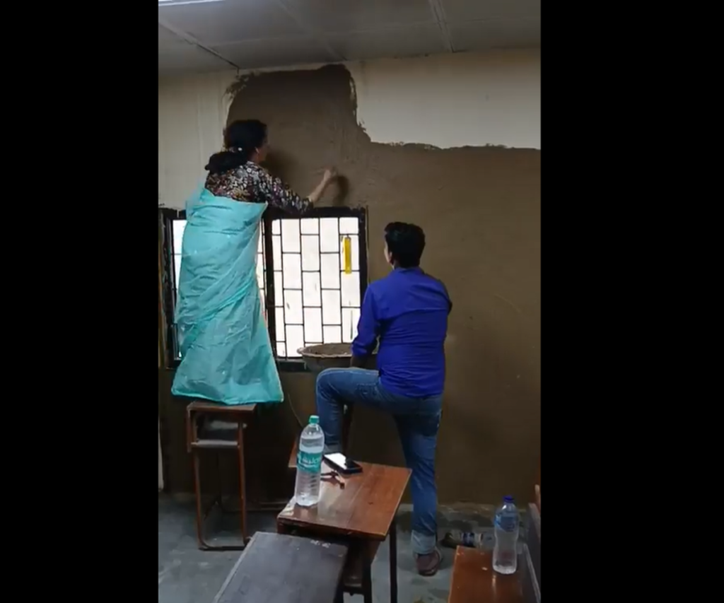 Delhi University College Principal Coats Classroom with Cow Dung for Research