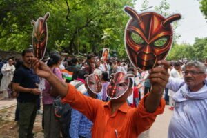 CJP holds Protest in Jantar Mantar for the Resignation of Union Education Minister